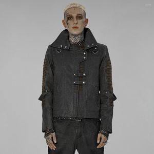 Men's Jackets Men's Jacket Post-apocalyptic Style Short Punk Personality Asymmetric High Collar Cardigan Coat