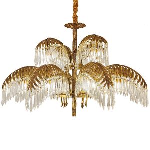 All Copper Chandeliers European Living Room Bedroom Dining Room Crystal Lamp Gold Luxury Villa Creative Palace Home Lighting