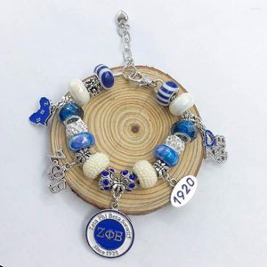 Греческое женское женское клуб ручной работы Blue White Big Hole European Beads буквы ZPB Карта 1920 Шармовые украшения шарм