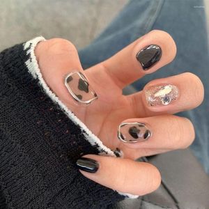 Falska naglar falska med m￶nster avtagbar diamant kort rund/fyrkantig fransk full t￤ckning nagel tips tryck p￥