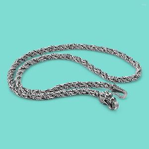 Kedjor Vintage 925 Sterling Silver Solid Necklace For Men's - 5mm Dragon Shape Chain 22 Inch Body Jewelry With Box