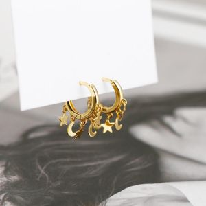 Kolczyki obręcze 925 srebrne kolczyki moda osobowość gwiazda księżyca pierścień uszy wielokrotnie wisiorek dziki trend biżuteria dziewczyna