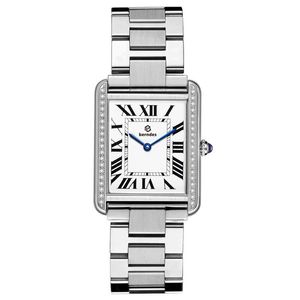 Luksusowy Diamentowy zegarek dla damskich kwadratowych zegarków kwadratowych ze stali nierdzewnej szafir świetlisty projektant wytrzymałości Moonswatch Silver Watchs Dhgates Dhgates