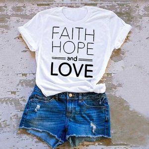 T-shirt Faith Hope And Womens Tee Love Tinta unita Christian Slogan Bible Church