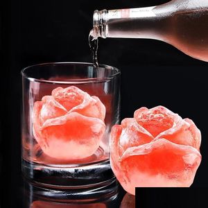 Ice Cream Tools 1Pc Sile Cube Maker Chocolate Mousse Mold Diy Soap Mod Whiskey Ice Hockey Coffee Juice Cake Decor 3D Rose Bear 22061 Dhtuo