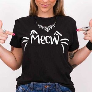 Cat T-shirt Kawaii Cats Tee Face Print T-shirts Women Casual Summer Graphic Girl