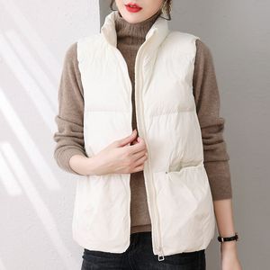 Gilet con colletto alla coreana in tinta unita con cerniera giacca in cotone senza maniche gilet con ruffer gilet cappotto per inverno 2022 da donna