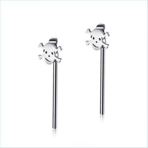 Stud Stud 1 par Punk Titanium Steel Long Stick Pirate SKL￶rh￤ngen f￶r m￤n Fashion Jewelry Drop Delivery 2022 DH5KV