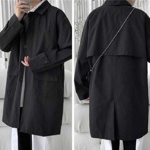 Męski okopa płaszcza w stylu koreański płaszcz płaszcz płaszcz męski Solidna solidna jesień nowa moda luźna długa płaszcz męska High Street Windbreaker Trenchcoat T221102