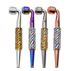 smoke accessory tobacco pipes New metal pipe four color enamel hollow with cap straight rod can be removed and clean thin mouth