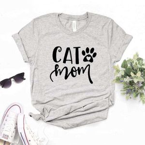 Cat Mom Paw Print Damen T-Shirt Damen T-Shirts lässig für Lady Yong Girl Top T-Shirt 6