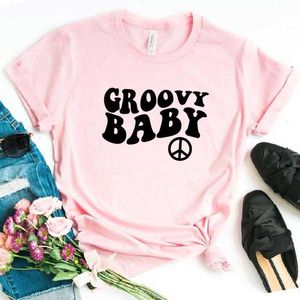 Groovy Baby Women Casual Funny T Shirt For Lady Girl Top Tee Hipster Ins Drop Ship