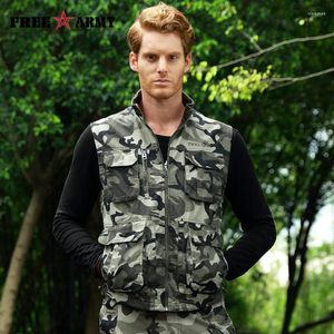 Men's Vests Autumn Brand Outdoors Travels Vest Tops Men Plus Size M-4XL Pographer Multi Pockets Jacket MS-6616A-B