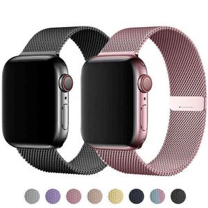 Magnetic Loop Strap For Apple watch Band mm mm mm mm mm mm Stainless steel correa bracelet iWatch serie se Y22040295c