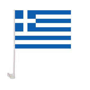 Grekland bilflagga fabriksf￶rs￶rjning 30x45 cm polyester uv skydd f￶nster klipp lastbil dekoration banner med flaggst￥ng f￶r bildekor