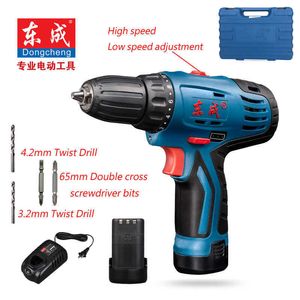 Dongcheng HQ trådlös borr 12V Multifunktion Sladdlös skruvmejsel 2 Speed ​​Hand Electrill