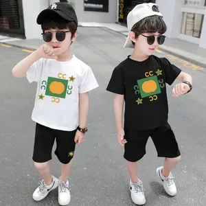 2-10 лет детская одежда наборы дизайнерские бренды футболка для футболки набора хлопчатобумажной одежды для мальчиков девочка мода дети 2 штука G0CC100