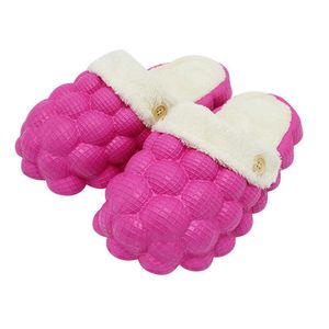 Тапочки Funny Litchi Bubble Slides Winter Men Women Bubble Fur Тапочки 2022 Теплая домашняя обувь Платформа Bubble Ball Тапочки J221102