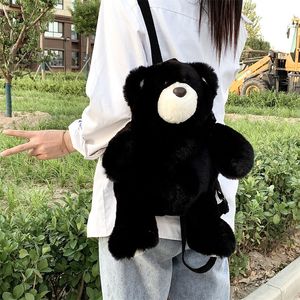 Cute Hairy Bear Plush Bags Large Capacity Casual Backpacks for Girls