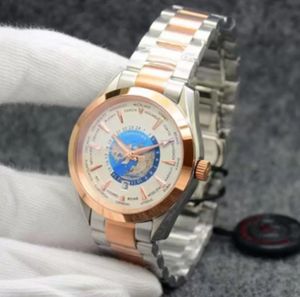 White Dial Aqua Terra 150M Worldtimer Limited Watch 41 mm kwarcowy zasilanie Ocean Gold ze stali nierdzewnej morze wokół świata męskie zegarki nowe prezenty świąteczne