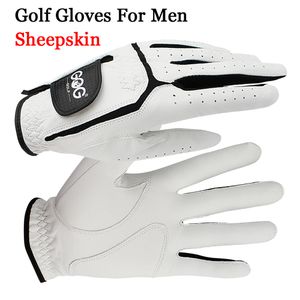 Sporthandskar f￥rskinn ￤kta l￤der professionell golf f￶r m￤n vit och svart lycra palmtjockning g￥va f￶r golfare 221102