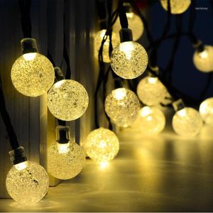 Dizeler kristal top LED String Işık 7m 50leds Dış Bahçe Çim Partisi Noel Düğün Süslemeleri İçin Güneş Powered