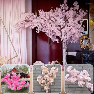 Flores decorativas de 120 cm de cor de cerejeira artificial simulação ramificador de flor Twig Fake Sakura Ribbon Pear Tree Party Decor