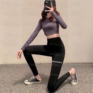 Vintage Letters Womens Bottoming Pants Black Tight Leggings Slim Ins Fashion Style Leggings