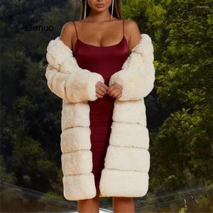 Kvinnors päls vinter faux kappa kvinnor 2022 casual tjock varm lång kvinnlig lyxig svart överdimension jackor cardigan outwear