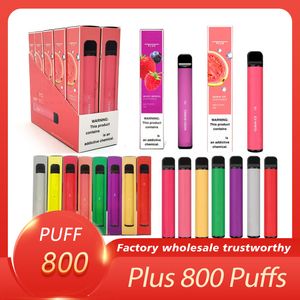 Плюс 800 Puffs Электронные сигареты одноразовые вейпы 32 вкуса 550 мАч батарея 3,2 мл предварительно заполненной переносной Vape Vapor Flex 2800 XXL 1600