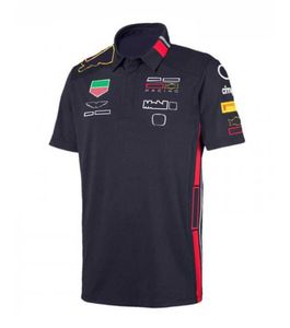 Versão da equipe F1 terno de corrida para fãs de carros masculino e feminino verão vermelho de manga curta camiseta para fãs de carros roupas de secagem rápida macacão POLO customizat