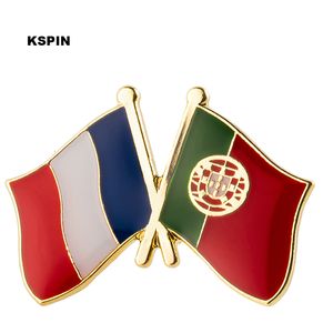 França Portugal Lapela Pin Blange Broche Broche Badges 10pcs muito