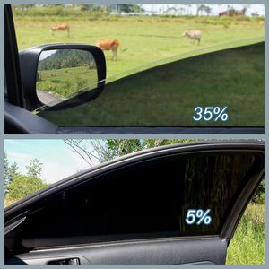 Pencere Çıkartmaları VLT 5-15-25-35-50% Siyah Otomobil Araç Ev Cam Binası Tinalanma Film Roll Yan Güneş UV Koruma Perdesi