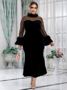Plus Size Dresses TOLEEN Women Maxi Long 2022 Autumn Winter Luxury Chic Elegant Velvet Turkey African Evening Party Clothing
