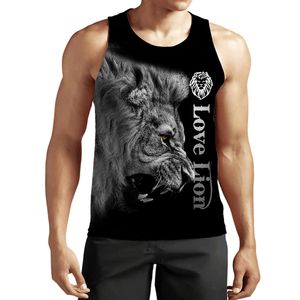 Tampo de le￣o masculino de tamanho grande S-6xlsummer Tops Animal 3D Impresso sem mangas colete legal Mulher moda casual Harajuku Roupas de rua 003