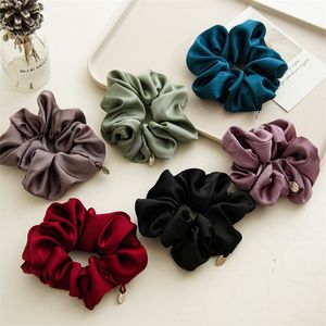 Satin Hair Scrunchies Girls Elastic Hairband Ponytail Holder Hairs Ties Rubber Bands Fashion Women Hair Accessories with Tag