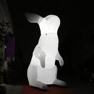 Buttafuori gonfiabili Pubblicità personalizzata coniglio gonfiabile gigante bianco/cartone animato animale/coniglietto di pasqua gonfiabile con luce a led in vendita