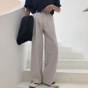 Herrbyxor 2022 Autumn Wide-ben mopp f￶r m￤n koreanska streetwear mode l￶s rak h￶g stigning casual byxor