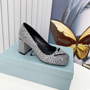 Satin Heeled Loafers With Crystals Shoes Block Heels Pumps Women Designer Penny Moccasins Chunky Rubber Monobloc Sole