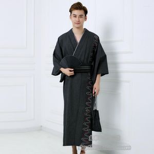 メンズスリープウェア冬の男性伝統的な日本の着物とオビメンズ濃厚綿ローブゆきゆきメンズバスパジャマA52604