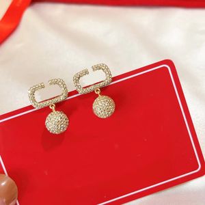 Mode 18K Goldener Diamant Anhänger Charm Ohrringe Arecchini Damen Luxus Designer Ohrringe Hochzeit Party Geschenk Schmuck mit Box