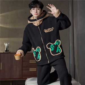 Herren-Nachtwäsche, große Brust, warmer Mann, Fleece-Pyjama, Winter-Männer, dicke Kapuze, Flanell, Kigurumi, weibliches Pyjama-Set, Flanell-Nachtwäsche, Samt-Nachtwäsche, T221114