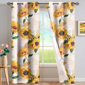 Curtain Sunflower Printing Window Blackout Curtains For Women Men Adults Kids Bedroom Tatami Bed Living Room 2 Panels