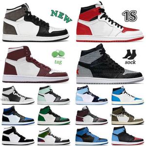 2023 Hot 1s Jumpman 1 Scarpe da basket vintage Mens Womes Outdoor Sports TVS Cactus Jack Heritage Tie tintura Dark Mocha Frammento Bluejordon Jordab