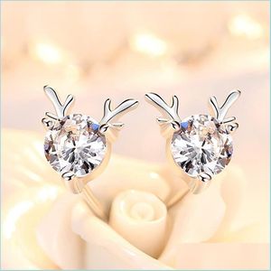 Stud Stud One Deer Has You S925 Sterling Sier Simple Earrings With Diamonds Small Fresh Female Drop Delivery 2022 Jewelry Dhml6