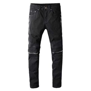 Мужские джинсы Sokotoo Мужские черные молнии плиссированные кожаные байкерские джинсы Pu