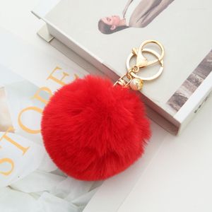 Keychains Trinket Fluffy Artificial Fur Ball Key Chain For Ring Holder Women Pendant Gifts EH1004