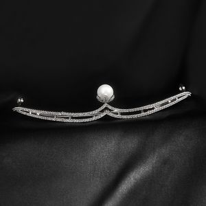 Underbar silverpl￤terad brudbr￶llop frisie f￶r kvinnor p￤rla kristall tiara h￥r tillbeh￶r flickor modesmycken