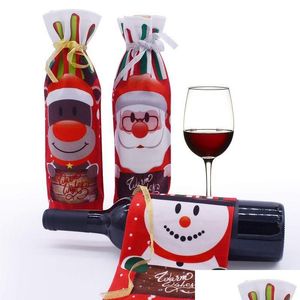 Party Decoration Red Wines Packaging Pouch Mti Color Christmas Snowman Cartoon Wine Bottle Er Dust Bag For Party Table Decoration HI DHDV9
