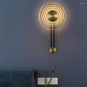 Lampy ścienne vintage światło minimalistyczny zegar kształt szklany lampa sypialnia sypialnia nocna salon kawiarnia